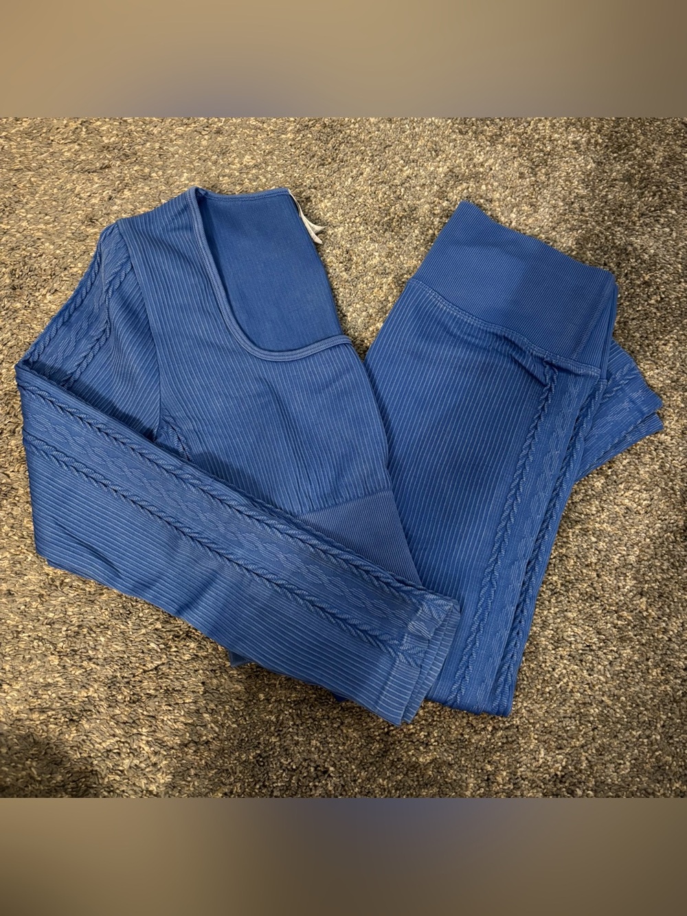 Offline by aerie Ribbed Crop Top and Legging Set in Cobalt Blue - M/L